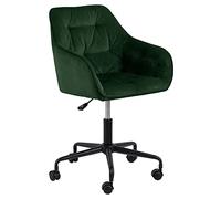AC Design Furniture Bentley Sedia da scrivania, A: 88.5 x L: 59 x P: 58.5 cm, Verde/Nero, Velluto/Metallo, 1 Pz