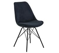AC Design Furniture Emanuel - Set di 2 sedie per sala da pranzo con schienale imbottito in stile intramontabile ed elegante, colore antracite, seduta imbottita in tessuto con gambe in metallo nero