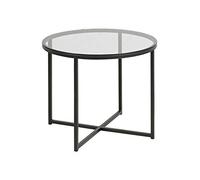 AC Design Furniture Gurli - Tavolino rotondo, 55 x 55 x 45 cm, colore: trasparente/nero, vetro/metallo, 1 pezzo