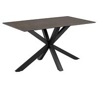 AC Design Furniture Heather Tavolo da pranzo rettangolare per 4 persone, piano in nero e struttura in metallo, tavolo da cucina con superficie in ceramica, resistente ai graffi, larghezza 135 x
