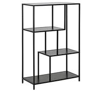 AC Design Furniture Jörn - Libreria asimmetrica con 3 ripiani, altezza 114 x larghezza 77 x profondità 35 cm, nero frassino/nero, legno/metallo