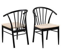 AC Design Furniture Kenna - Set di 2 sedie da pranzo con schienale, carta intrecciata in stile scandinavo e rovere nero opaco, set da cucina, sala da pranzo o sedia accento