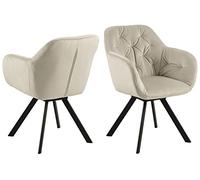 AC Design Furniture Kerstin Sedia Da Pranzo Carver, A: 81,5 x L: 57,5 x P: 61,5 cm, Sabbia, Tessuto/Metallo, 1 pz