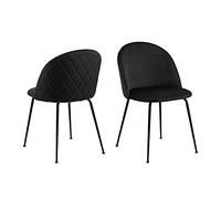 AC Design Furniture Lolly Sedie da Pranzo Set di 2, L: 54 x l: 49.5 x A: 80.5 cm, Nero/Nero, Velluto/Metallo, 2 Pz
