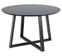 AC Design Furniture Malene Tavolo da pranzo rotondo per 4 persone, 120 x 75 cm, tavolo da pranzo con impiallacciatura di quercia e struttura incrociata, colore nero, per sala da pranzo