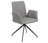 AC Design Furniture Naila Carver Sedia da Pranzo 1 pezzo Sedia da Cucina Con Braccioli Rivestimento Grigio Gambe in Metallo Nero Con Girevole H: 88 x L: 59 x P: 59 cm