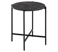 AC Design Furniture Noah - Tavolo angolare rotondo Izmir in melamina, colore: Nero opaco e grezzo, struttura in acciaio verniciato a polvere, Colli 1 di 2, Ø 40 x 45 cm