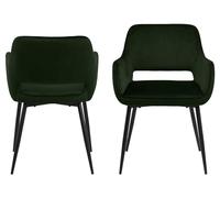 AC Design Furniture Rebecca Sedia da Pranzo,Verde, Metallo, L: 59.5 x W: 56 x H: 79 cm, 2 Pezzi