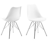 AC Design Furniture Sedia di design Emanuel, in plastica, dimensioni: 48,5 x 85,5 x 54 cm (larghezza x altezza x lunghezza), 4 pezzi, bianco e cromato, 80739