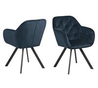 AC Design Furniture Sedia di design Kerstin in velluto blu navy, dimensioni: 57,5 x 81,5 x 61,5 cm (larghezza x altezza x lunghezza), un pezzo