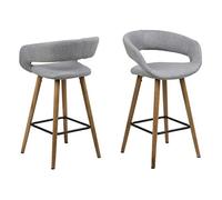 AC Design Furniture Sgabello da cucina Jack, dimensioni: 56 x 43 x 88,5 cm, tessuto e rovere, grigio