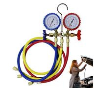 AC-Diagnose-Verteilermessgerät-Set, Klimatisierungswerkzeuge, Diagnoseverteiler-Messgerätesatz mit Schlauch - 4-Wege Legierungsmannometer-Set kompatibel mit R134A/R22/R410/R12 für AC-Füllung