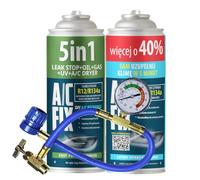AC FIX 5-in-1 - R134a + R134a XL + Tubo flessibile, 470 g Refrigerante per climatizzatori auto con olio, sigillante, colorante UV, essiccante - Protegge il compressore
