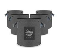 AC Infinity Confezione da 5 vasi in tessuto resistente da 3 litri di ventilazione, riutilizzabili, con tessuto non tessuto spesso 500 g e anelli versatili per coltivare piante, frutta, verdura