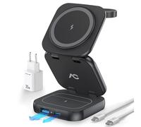 AC Island 2026 Stazione di ricarica 5 in 1 per Apple Watch e iPhone, Caricatore Wireless Mag-safe, Pieghevole Supporto di Ricarica Magnetica per iPhone 17/16/15/14, Apple Watch 11/Ultra, per AirPods