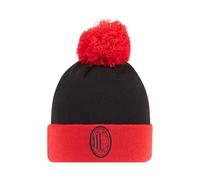 AC Milan Berretto Invernale, Berretto Caldo con Logo Ufficiale, Uomo o Donna, Unisex, Nero/Rosso (Pom Pom)