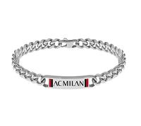 AC Milan BRACCIALE UOMO IN ACCIAIO 316L CON SMALTO, DA UOMO, TAGLIA UNICA, REGOLABILE