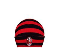 AC Milan Cappellino Invernale a Righe con Logo Ricamato sulla Ribalta, Nero, Rosso, Acrilico, Unisex, Adulto