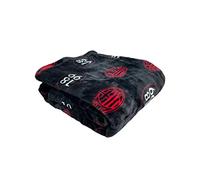 AC Milan - Coperta Morbida Logo Stampato, Plaid In Coral, 150x210, Prodotto Ufficiale, Nero e Rosso
