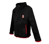 AC Milan Giacca in Pile, Nero con Dettagli Rossi, Collo Alto, Zip Intera, Regular Fit, Sportivo, Tasche Laterali con Zip, per Uomo (IT, Testo, L, Regular, Regular)