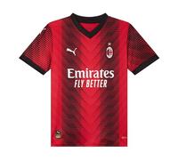 AC Milan - Maglia Gara Home, Stagione 23/24,Rosso Nero, Bambini e Ragazzi,Unisex,10 Anni