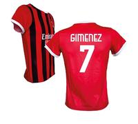 AC Milan Maglia Gimenez 7 Replica Ufficiale 2024/25, Rossonera a Strisce (IT, età, 12 Anni, Rosso)