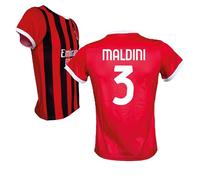 AC Milan Maglia Maldini 3 Replica Ufficiale 2024/25, Rossonera a Strisce (IT, età, 8 Anni, Rosso)