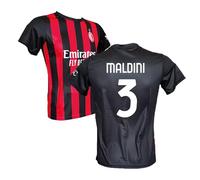 AC Milan Maglia Maldini 3 Replica Ufficiale, Rossonera a Strisce (IT, età, 6 Anni, Rosso)