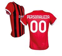 AC Milan Maglia Personalizzata con Tuo Nome o Giocatore Preferito Replica Ufficiale 2024/25, Rossonera a Strisce (IT, età, 12 Anni, Rosso)