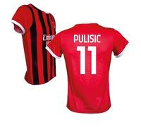 AC Milan Maglia Pulisic 11 Replica Ufficiale 2024/25, Rossonera a Strisce (IT, età, 12 Anni, Rosso)