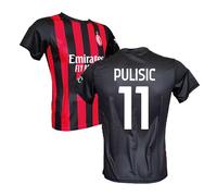 AC Milan Maglia Pulisic 11 Replica Ufficiale 2025/2026, Rossonera a Strisce, Adulto e Bambino (IT, età, 10 Anni, Rosso)