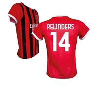 AC Milan Maglia Reijnders 14 Replica Ufficiale 2024/25, Rossonera a Strisce (IT, Testo, L, Rosso)
