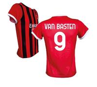 AC Milan Maglia Van Basten 9 Replica Ufficiale 2024/25, Rossonera a Strisce (IT, età, 6 Anni, Rosso)