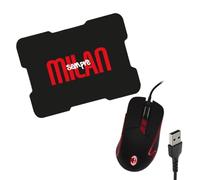 AC MILAN MOUSE USB CON FILO +MOUSEPAD GAMING TM-M016 COLORE ROSSO NERO PRODOTTO UFFICIALE