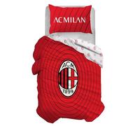 AC Milan, Parure Copripiumino Singolo, Sacco + Federa, 1 Piazza, 100% Cotone, Prodotto Ufficiale