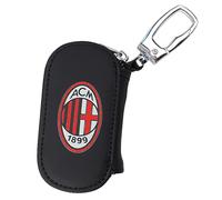 AC Milan Portachiavi in Pelle in Box con Zip scomparto telecomando o chiave, con Stampa Logo