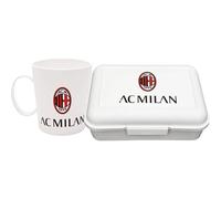 AC Milan Set Portamerenda e Tazza - Lunch Box con Mug in Ceramica 300 ml, Set Scuola per Bambini e Ragazzi, Idea Regalo per Tifosi Rossoneri