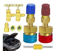 AC Quick Couplers - Brass Conversion Adapter, High Low Pressure Joiner, Ninety Degree Elbow Design | Heavy Duty Aluminum Parts, Auto Repair Air Conditioning Evacuation Car Refrigerant Recharging Valve