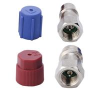AC Retrofits Fitting Adapter Kit, R134A Replacement High/Low Quick Connectors with Port Caps, Air Conditioning Conversion for Freon Manifold and HVAC Auto AC Repair Use, 2 Set