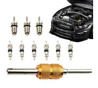 AC Valve Core Kit, Car Air Condition Repair Tools, Precision Set of 10, High-Strength Material, Widely Used, HVAC Valve Replacement, for RV, Auto, Air Conditioning, Refrigeration Systems