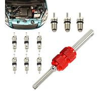 Ac Valve Core Tool, Refrigeration Remover, Lightweight Aluminum Alloy Kit with Precision Set of 10 for Car Ac Installer, Hvac Rv Air Conditioning Maintenance, Gold Red