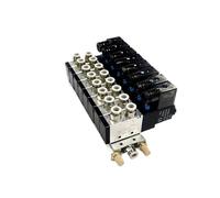 AC110V/220V Multi Option 4V210-08 Blocco valvola solenoide pneumatica con raccordo silenziatore Base collettore 2/3/4/6 vie(8 ROW,AC220V w 10mm)
