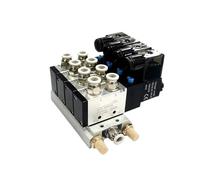 AC110V/220V Multi Option 4V210-08 Blocco valvola solenoide pneumatica con raccordo silenziatore Base collettore 2/3/4/6 vie(4 ROW,AC220V w 4mm)