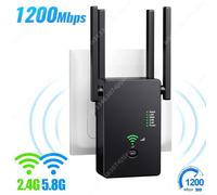 AC1200 Wireless 5G WiFi Extender/Router/AP Dual Band Ripetitore Segnale booster 802.11AC Punto di accesso Wi-Fi a lungo raggio 1200Mbps 2.4G 5.8G Black