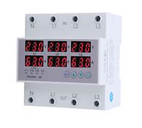 AC230-300V Voltmetro su Guida DIN Amperometro Trifase Sovratensione Protezione Sovracorrente Ripristino Automatico Display Digitale Tensione Corrente Tempo Reale(40A)