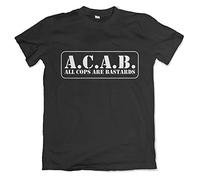 ACAB - Maglietta da uomo Stencil All Cops Are Bastards, taglie S-3XL, Nero , M