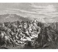 Acab uccide cento mila Siri. L'immagine si riferisce alla battaglia di Qarqar, conosciuta anche come la battaglia di Karkar 853 a.C. Dopo un'opera dell'artista francese Gustave Dore Ken Welsh (43 x 33