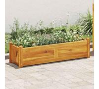 Acacia Wood Raised Garden Bed 100x30x25 cm - Durable Outdoor Planter Box for Vegetables, Herbs Flowers Rustic Brown Elevated Flower Pot for Balcony, Terrace Patio Easy Assembly & Slatted Bottom