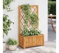 Acacia Wood Raised Garden Bed with Trellis - Outdoor Elevated Planter Box for Flowers, Herbs, Vegetables Rustic Patio, Balcony Decor 55x28x100cm Weather-Resistant & Easy Assembly