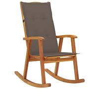 Acacia Wood Rocking Chair with Cushions, Vintage Style High Back Weather-Resistant Outdoor Indoor Lounge Chair for Living Room Garden Relaxation, Includes 2 Waterproof Pillows, Supports 110kg